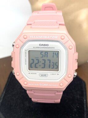 Casio Women's Watch W218H Illuminator Quartz Digital Pink Resin Sport 3224